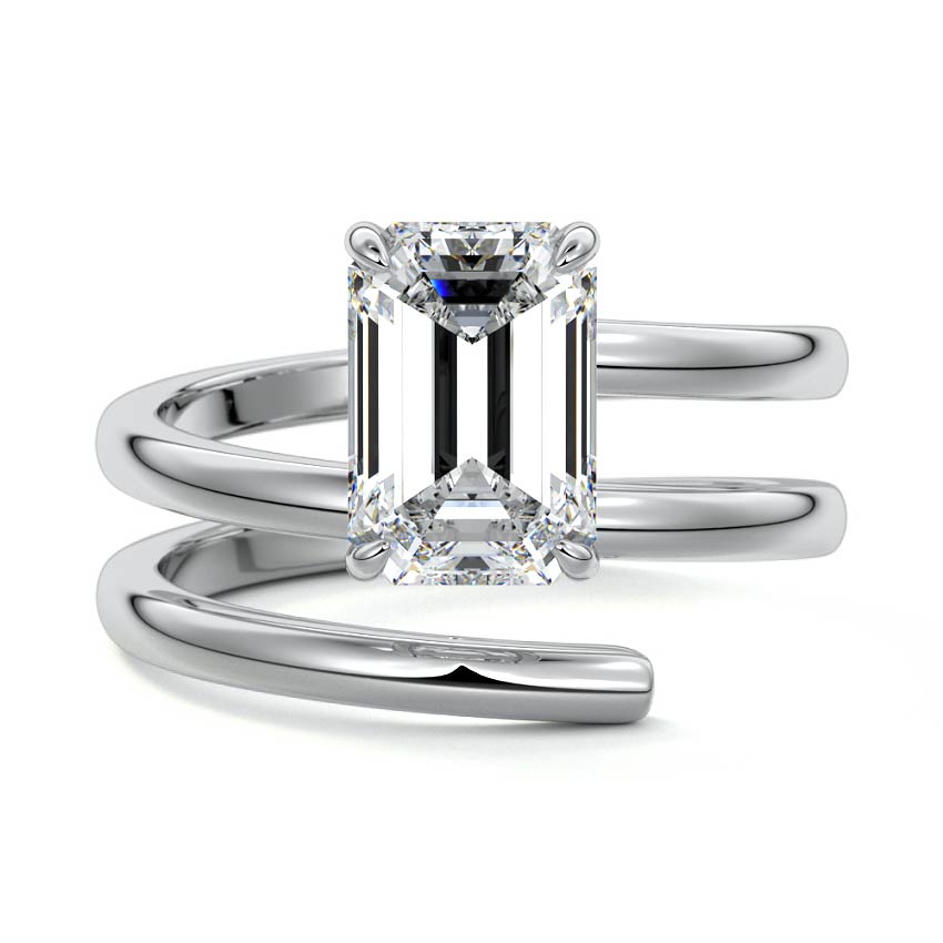 Rosalia - Emerald Cut White Gold Lab Grown Diamond Engagement Ring | Nura Lab