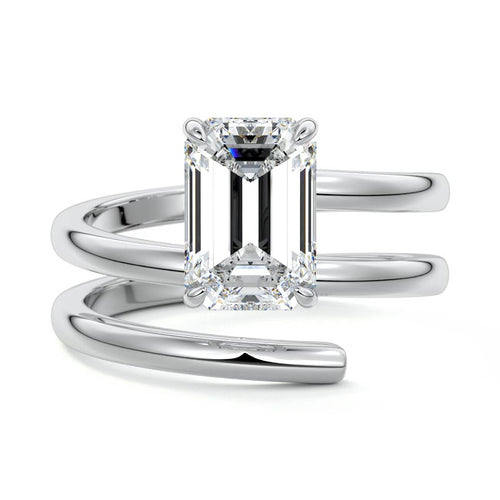 Rosalia - Emerald Cut White Gold Lab Grown Diamond Engagement Ring | Nura Lab