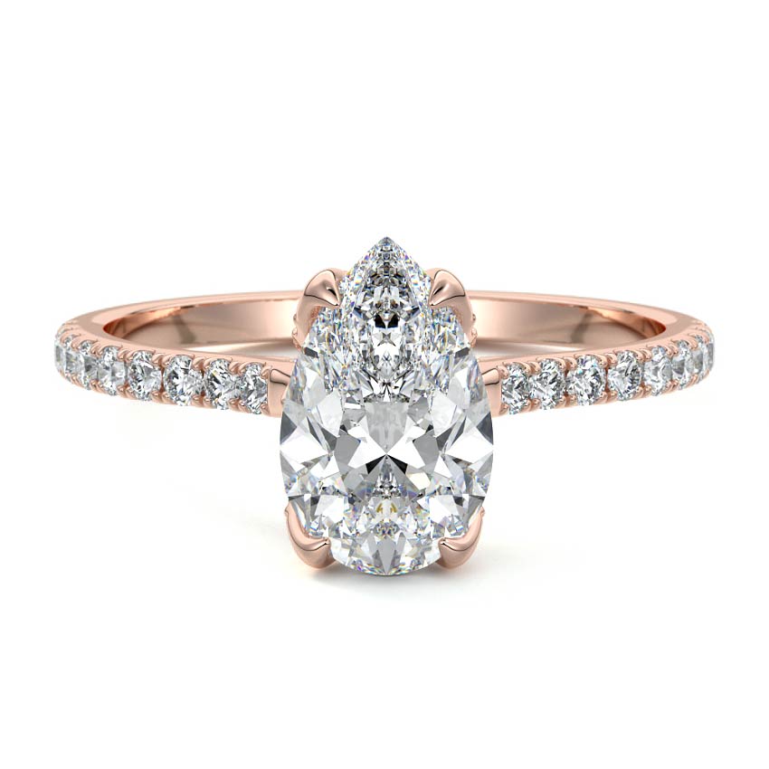 Minerva - Pear Rose Gold Lab Grown Diamond Engagement Ring | Nura Lab