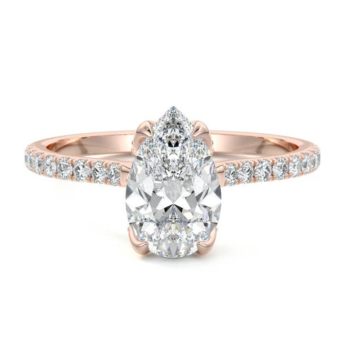 Minerva - Pear Rose Gold Lab Grown Diamond Engagement Ring | Nura Lab