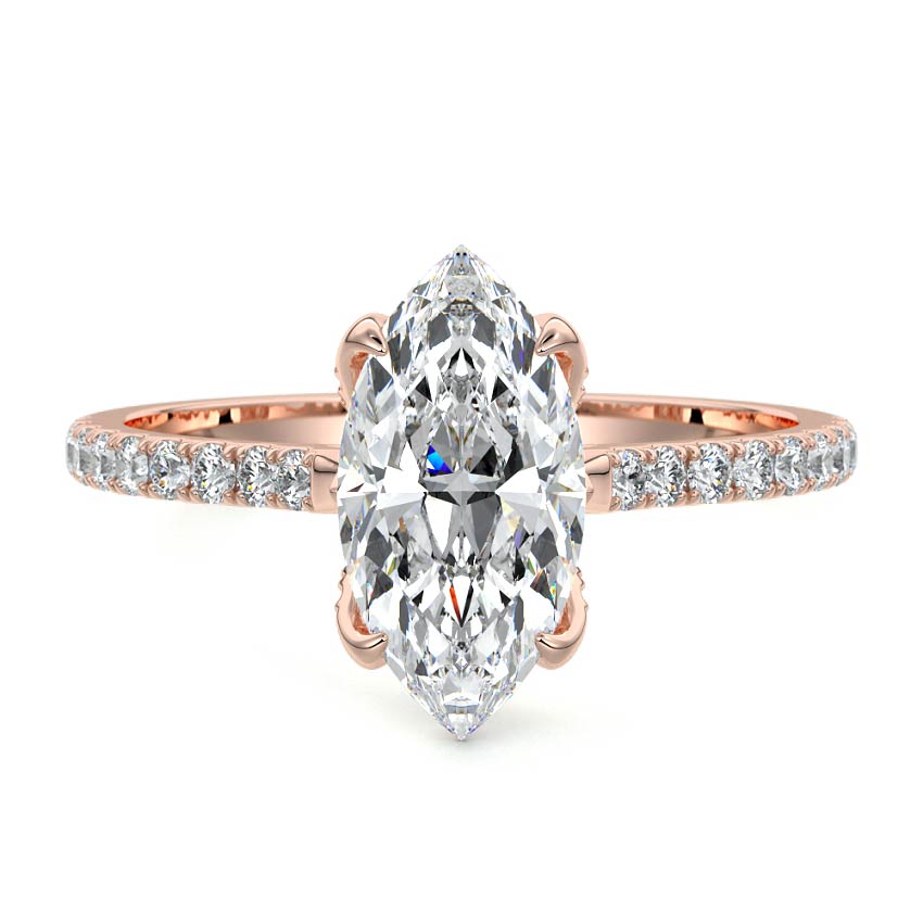 Minerva - Marquise Rose Gold Lab Grown Diamond Engagement Ring | Nura Lab
