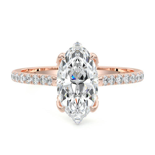 Minerva - Marquise Rose Gold Lab Grown Diamond Engagement Ring | Nura Lab
