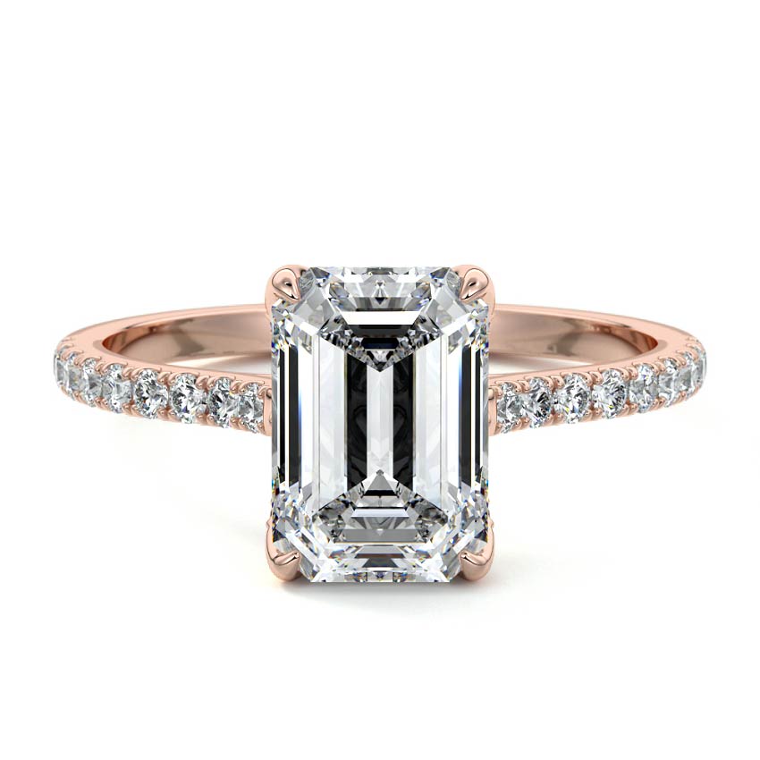Minerva - Emerald Cut Rose Gold Lab Grown Diamond Engagement Ring | Nura Lab