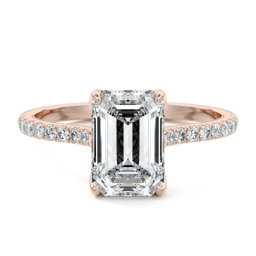 Minerva - Emerald Cut Rose Gold Lab Grown Diamond Engagement Ring | Nura Lab