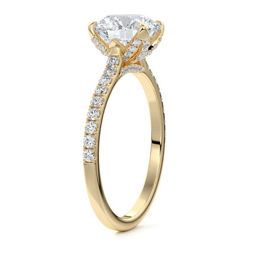 Minerva - Round Yellow Gold Engagement Ring Side View | Nura Lab