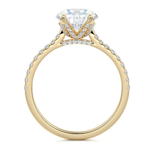 Minerva - Round Yellow Gold Engagement Ring Detail View | Nura Lab