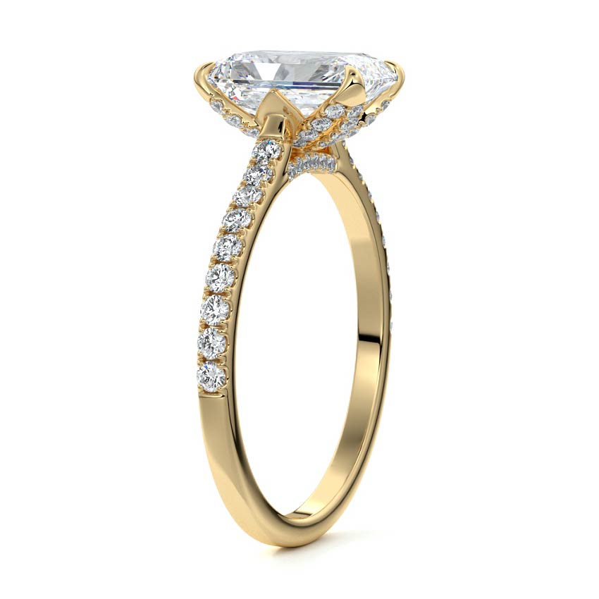 Minerva - Radiant Yellow Gold Engagement Ring Side View | Nura Lab