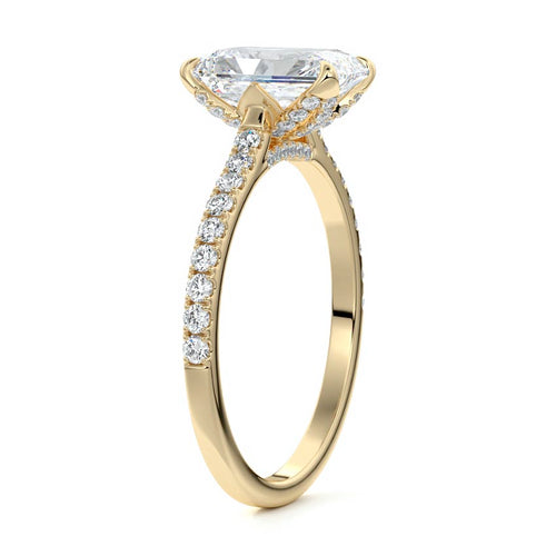 Minerva - Radiant Yellow Gold Engagement Ring Side View | Nura Lab