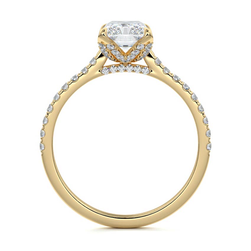 Minerva - Radiant Yellow Gold Engagement Ring Profile View | Nura Lab
