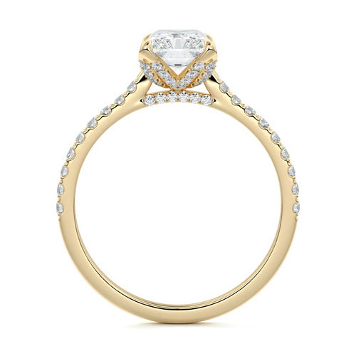 Minerva - Radiant Yellow Gold Engagement Ring Profile View | Nura Lab