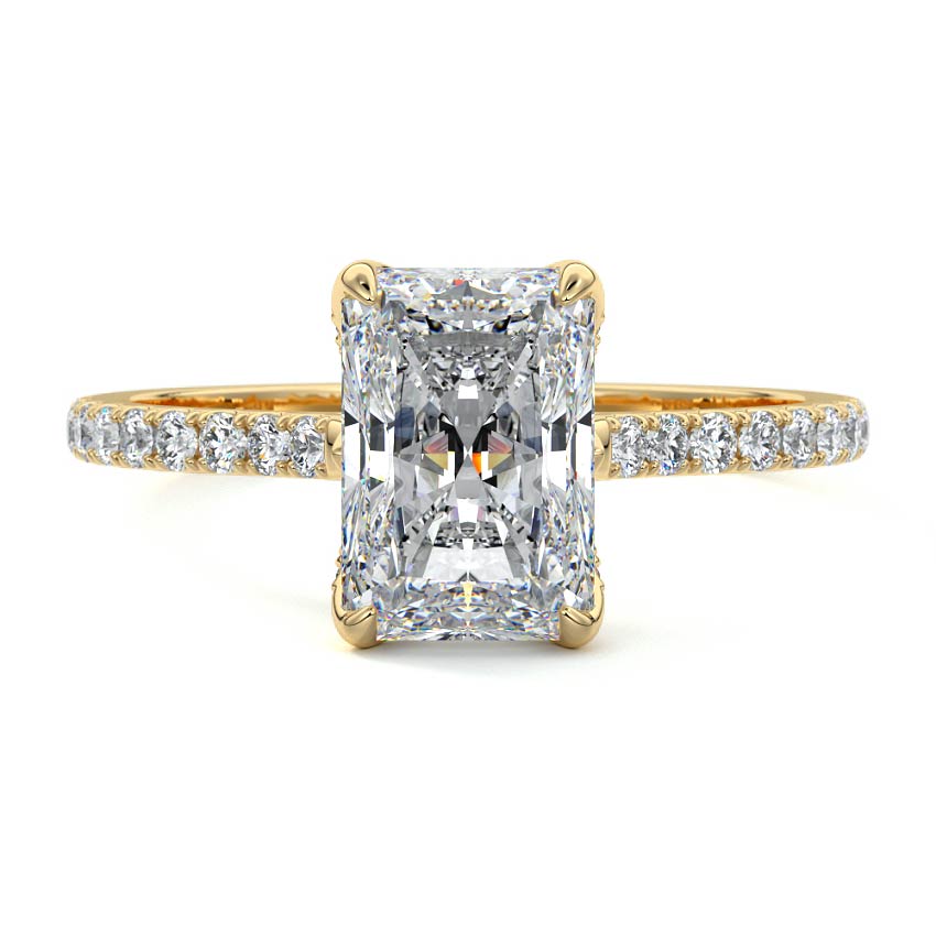 Minerva - Radiant Yellow Gold Engagement Ring Detail View | Nura Lab