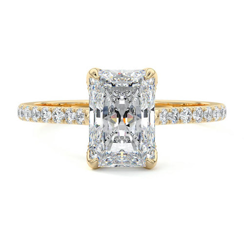 Minerva - Radiant Yellow Gold Engagement Ring Detail View | Nura Lab