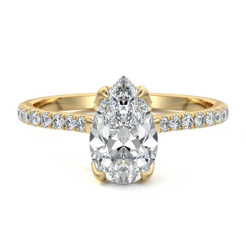 Minerva - Pear Yellow Gold Lab Grown Diamond Engagement Ring | Nura Lab