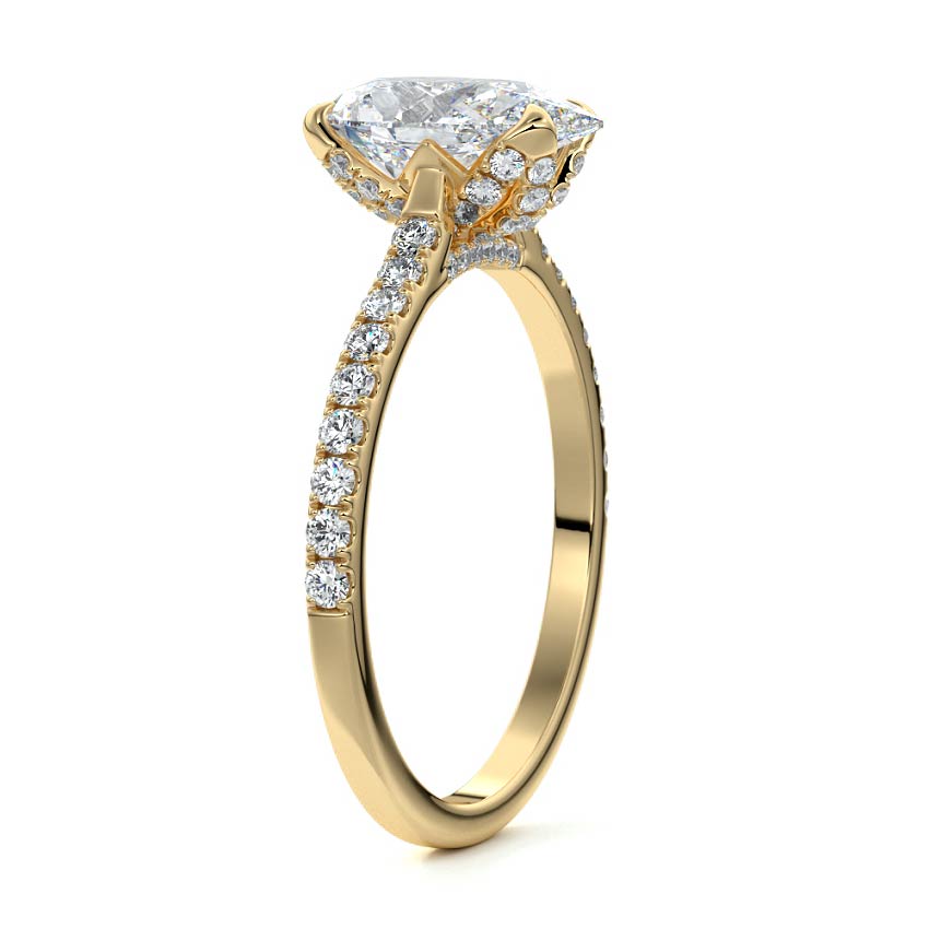 Minerva - Pear Yellow Gold Engagement Ring Side View | Nura Lab