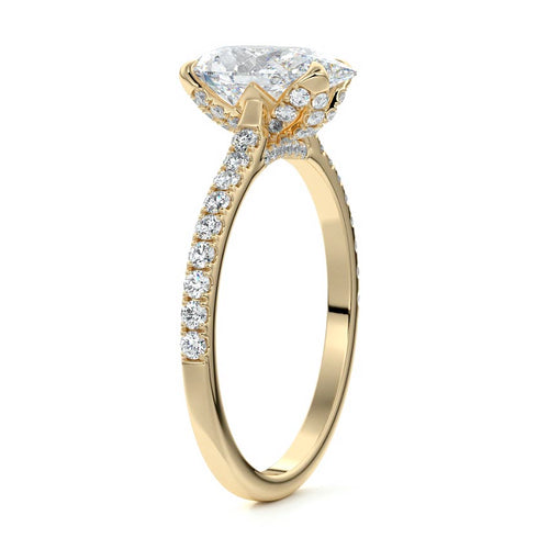 Minerva - Pear Yellow Gold Engagement Ring Side View | Nura Lab