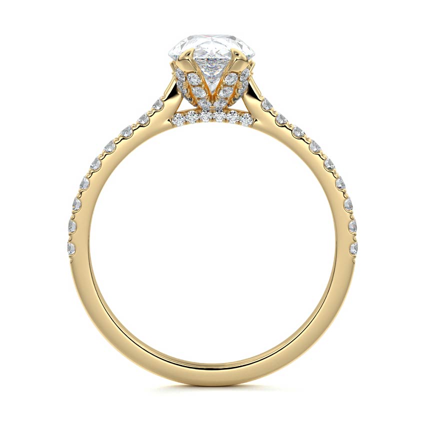 Minerva - Pear Yellow Gold Engagement Ring Profile View | Nura Lab