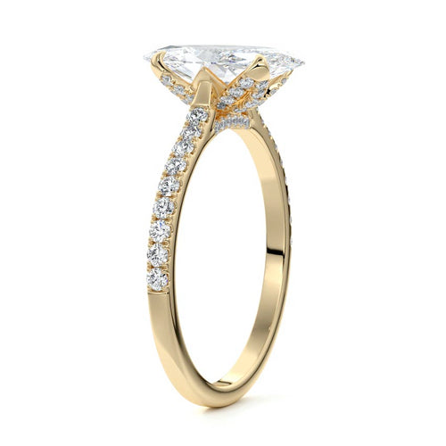 Minerva - Marquise Yellow Gold Engagement Ring Side View | Nura Lab
