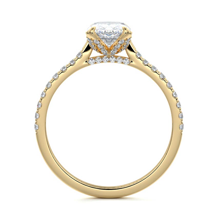 Minerva - Marquise Yellow Gold Engagement Ring Profile View | Nura Lab