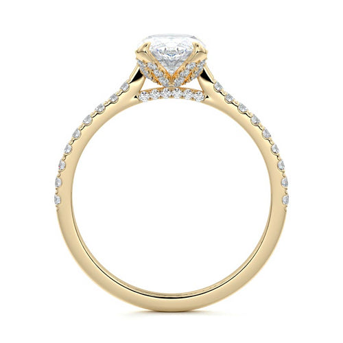 Minerva - Marquise Yellow Gold Engagement Ring Profile View | Nura Lab