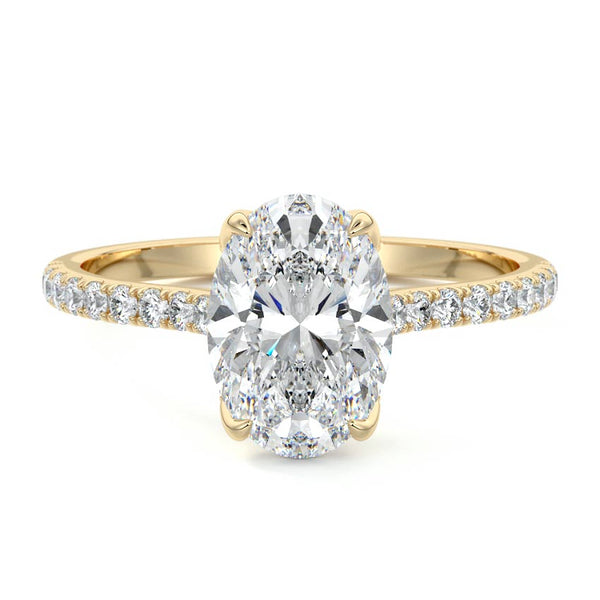 Minerva - Oval Hidden Halo Pavé Lab Grown Diamond Engagement Ring