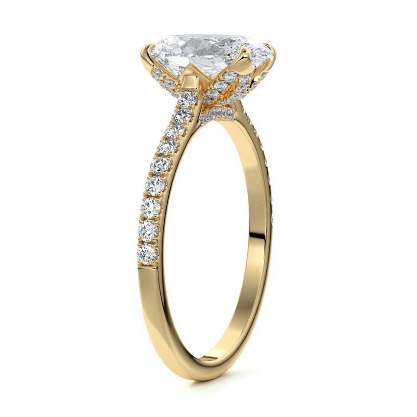 Minerva - Oval Yellow Gold Engagement Ring Side View | Nura Lab