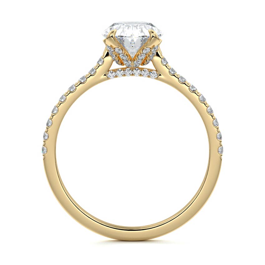 Minerva - Oval Yellow Gold Engagement Ring Profile View | Nura Lab