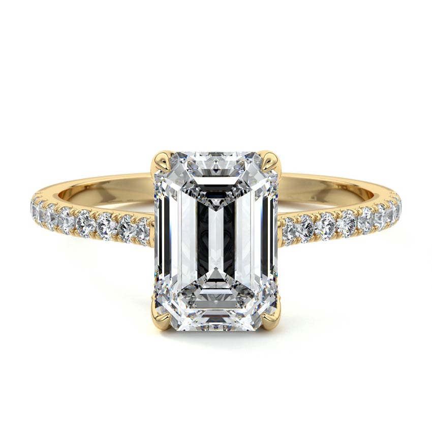Minerva - Emerald Cut Yellow Gold Lab Grown Diamond Engagement Ring | Nura Lab