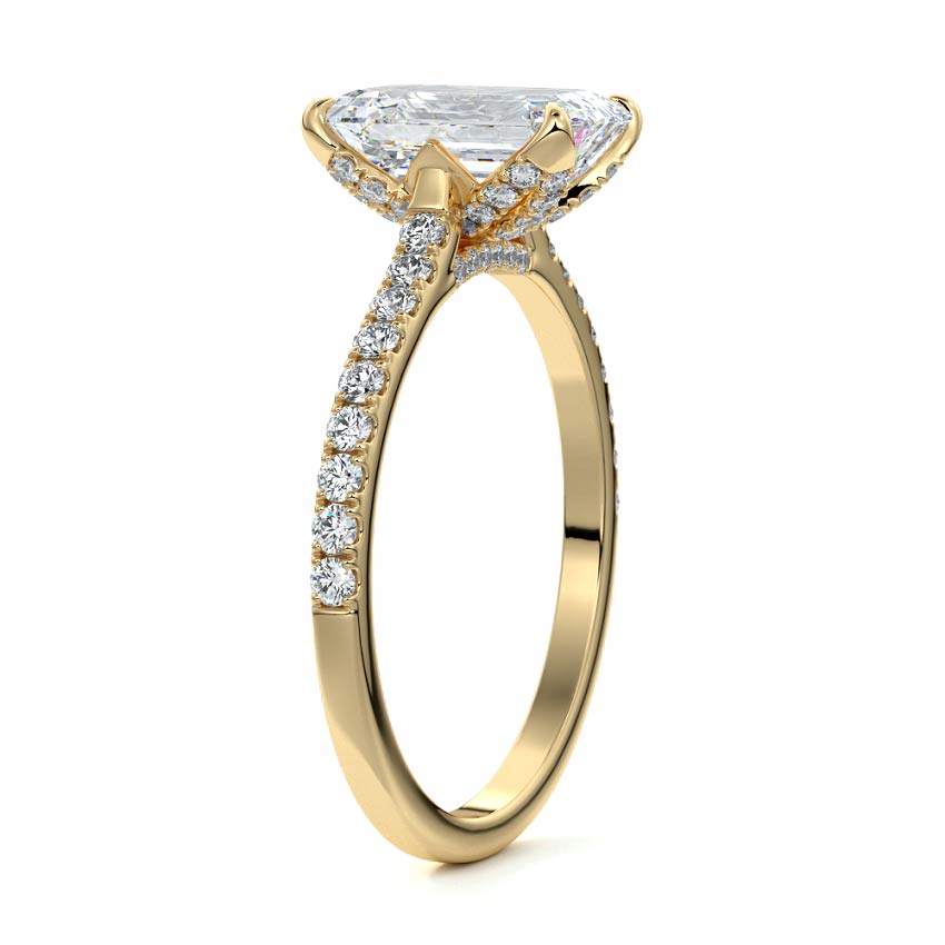 Minerva - Emerald Cut Yellow Gold Lab Grown Diamond Engagement Ring | Nura Lab