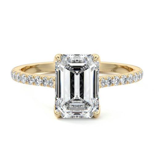 Minerva - Emerald Cut Yellow Gold Lab Grown Diamond Engagement Ring | Nura Lab