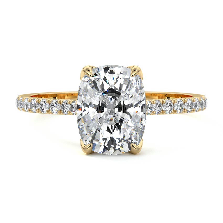 Minerva - Cushion Yellow Gold Lab Grown Diamond Engagement Ring | Nura Lab