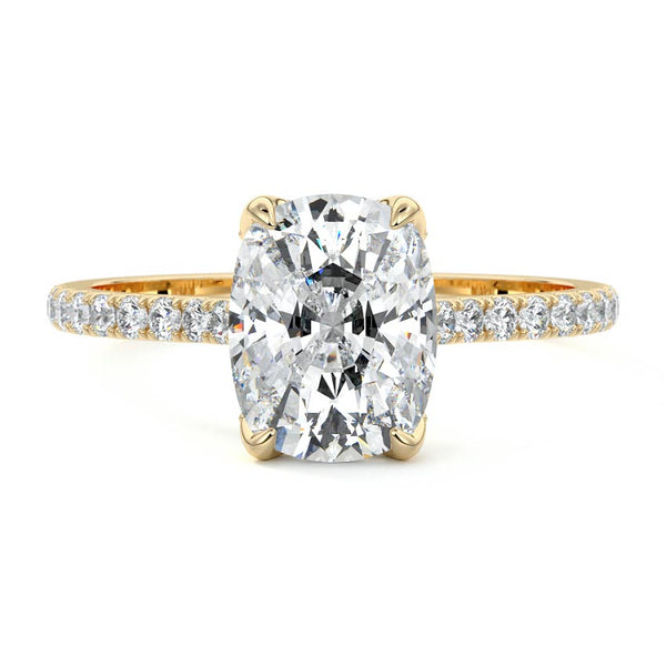 Minerva - Cushion Hidden Halo Pavé Lab Grown Diamond Engagement Ring