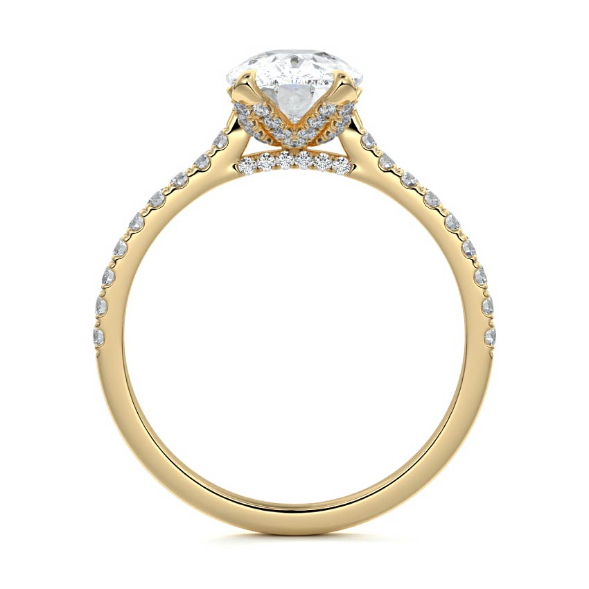 Minerva - Cushion Yellow Gold Engagement Ring Profile View | Nura Lab