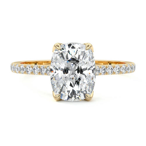 Minerva - Cushion Yellow Gold Engagement Ring Detail View | Nura Lab