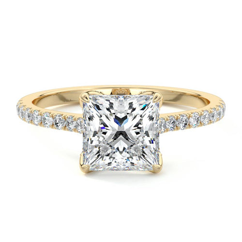 Minerva - Princess Yellow Gold Lab Grown Diamond Engagement Ring | Nura Lab
