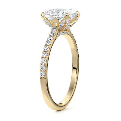 Minerva - Princess Yellow Gold Engagement Ring Side View | Nura Lab
