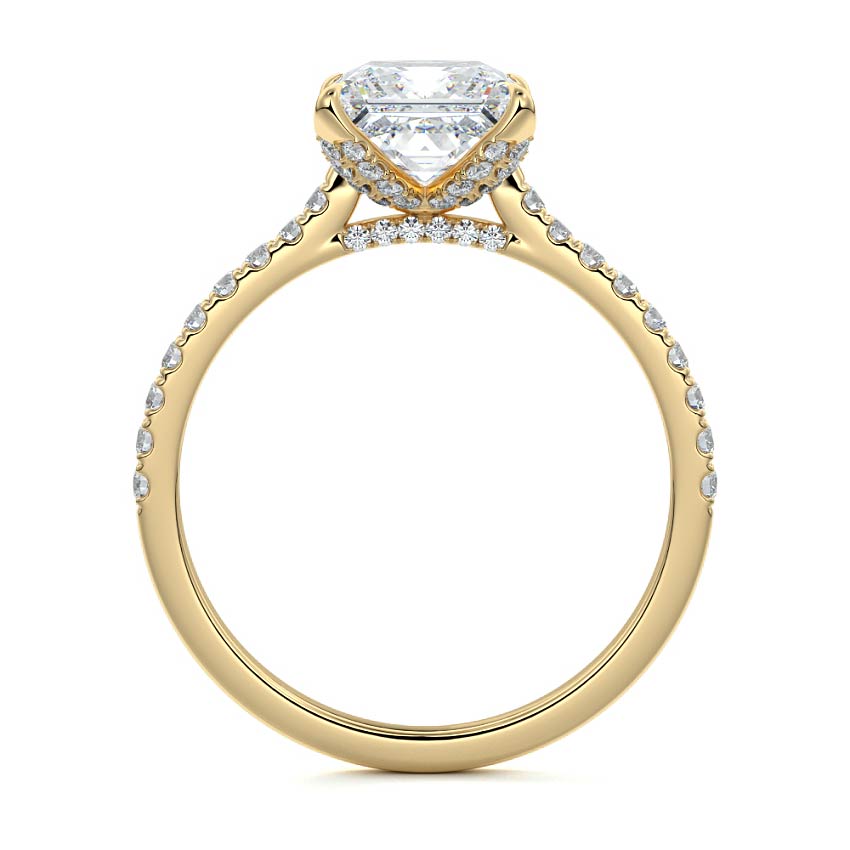 Minerva - Princess Yellow Gold Engagement Ring Profile View | Nura Lab