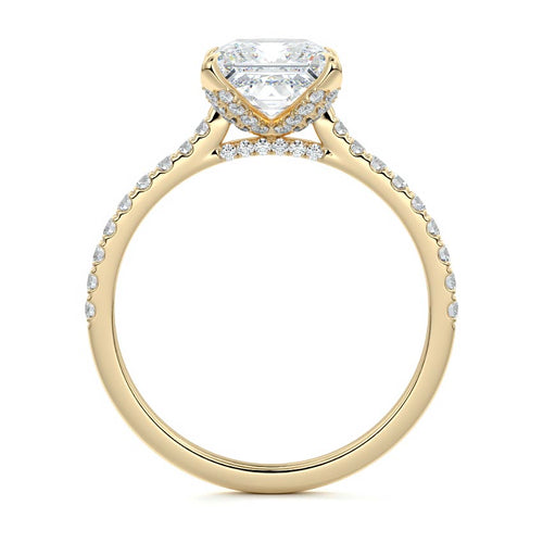 Minerva - Princess Yellow Gold Engagement Ring Profile View | Nura Lab