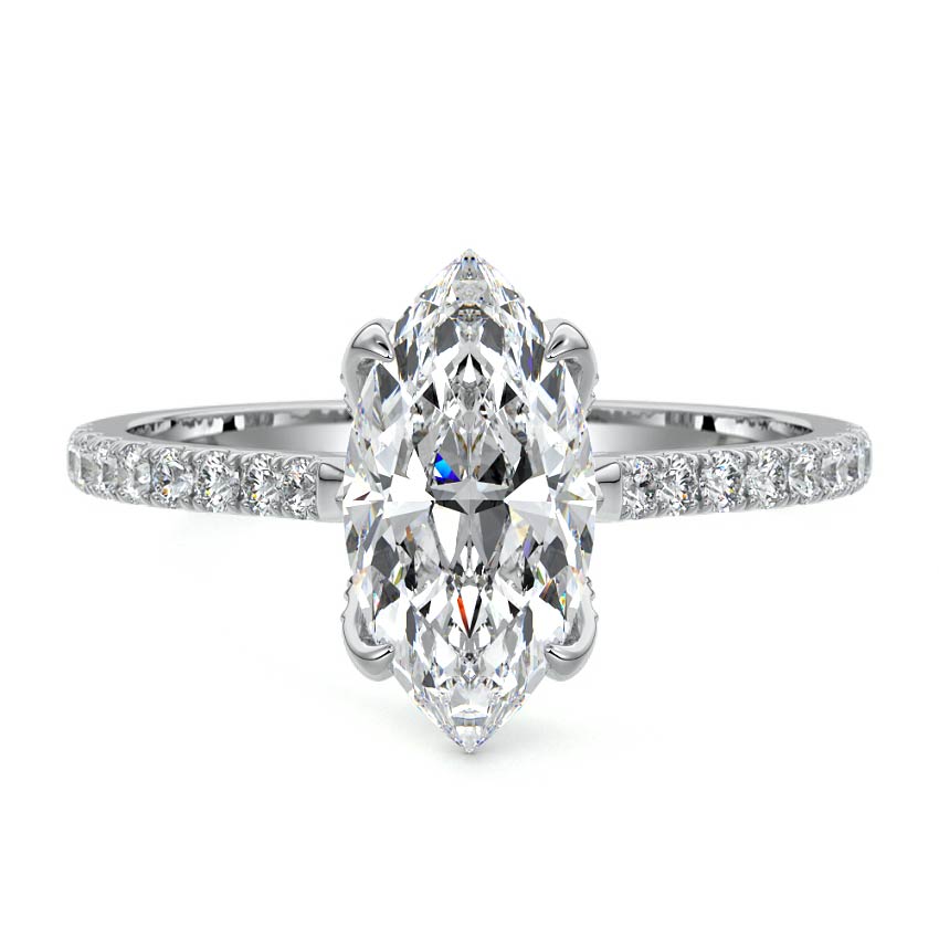 Minerva - Marquise White Gold Lab Grown Diamond Engagement Ring | Nura Lab
