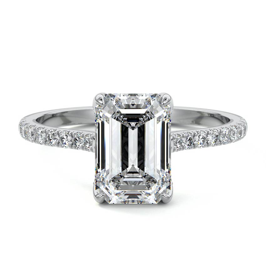 Minerva - Emerald Cut Platinum Lab Grown Diamond Engagement Ring | Nura Lab