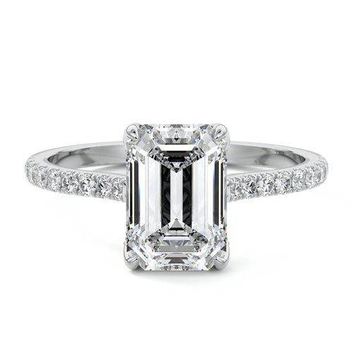 Minerva - Emerald Cut Platinum Lab Grown Diamond Engagement Ring | Nura Lab