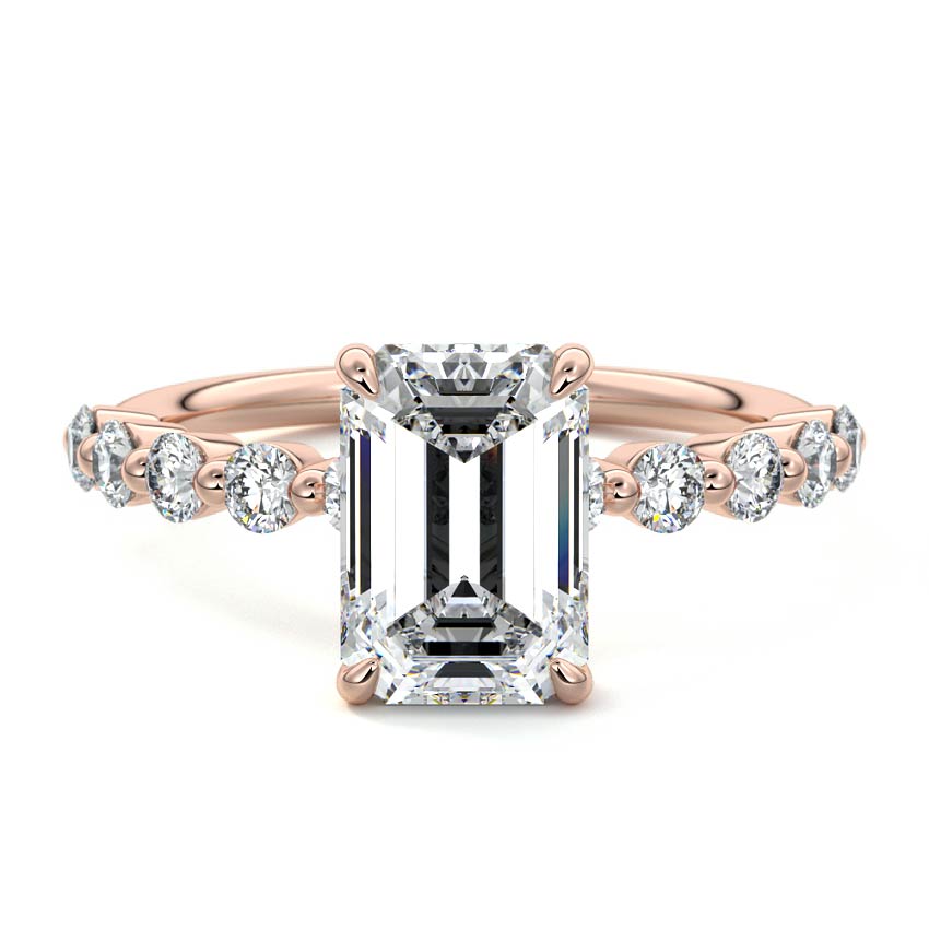 Sabine - Emerald Cut Rose Gold Lab Grown Diamond Engagement Ring | Nura Lab