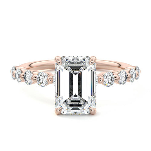 Sabine - Emerald Cut Rose Gold Lab Grown Diamond Engagement Ring | Nura Lab
