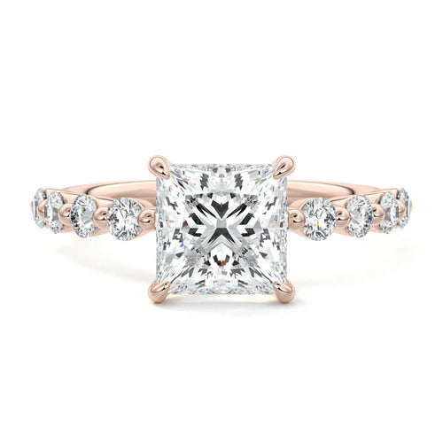 Sabine - Princess Rose Gold Lab Grown Diamond Engagement Ring | Nura Lab