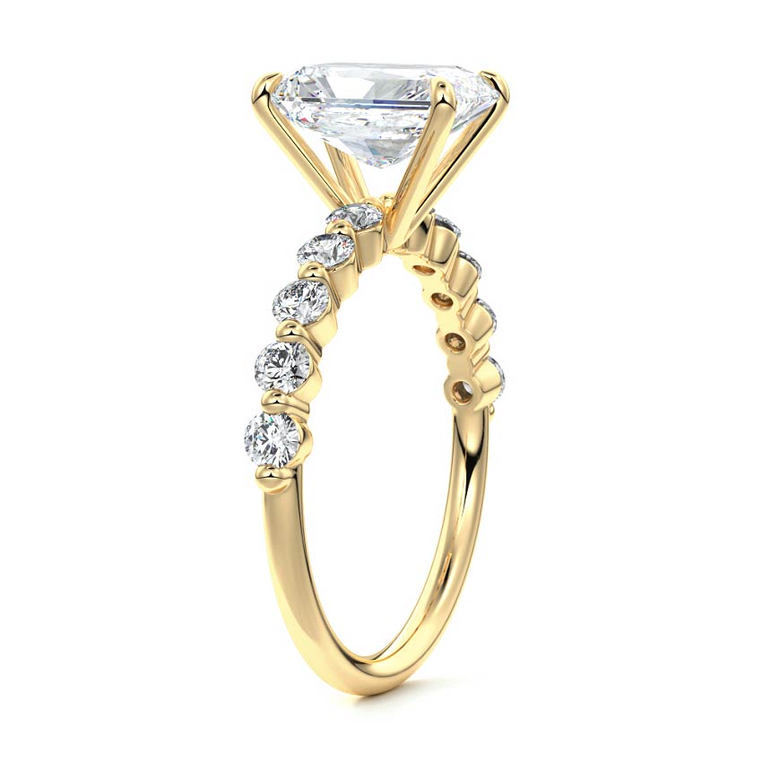 Sabine - Radiant Yellow Gold Engagement Ring Side View | Nura Lab