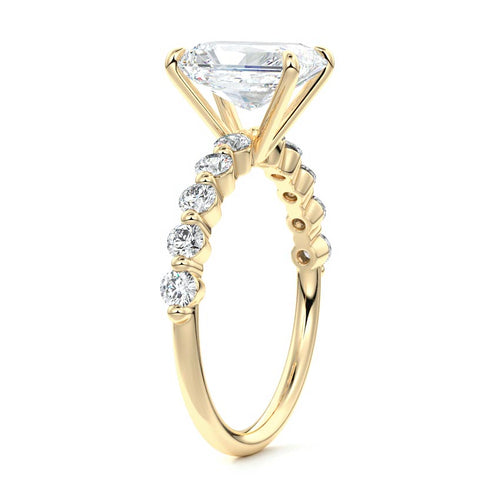 Sabine - Radiant Yellow Gold Engagement Ring Side View | Nura Lab