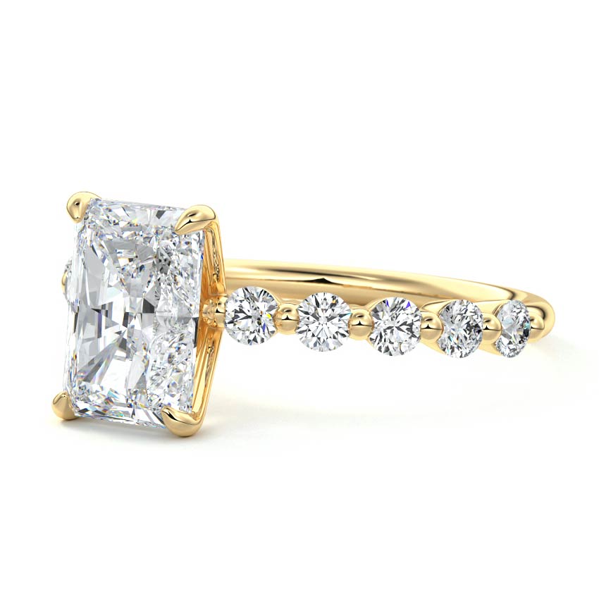 Sabine - Radiant Yellow Gold Engagement Ring Profile View | Nura Lab