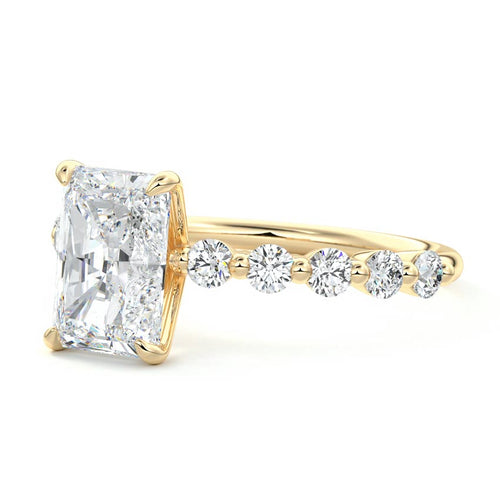 Sabine - Radiant Yellow Gold Engagement Ring Profile View | Nura Lab