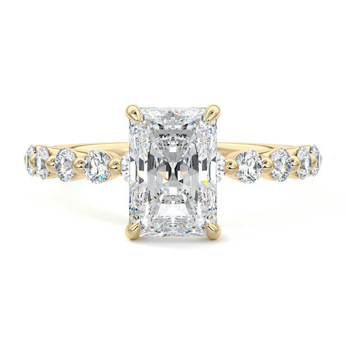 Sabine - Radiant Yellow Gold Engagement Ring Detail View | Nura Lab