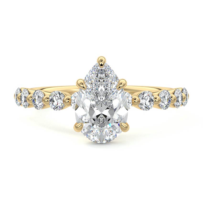 Sabine - Pear Yellow Gold Lab Grown Diamond Engagement Ring | Nura Lab