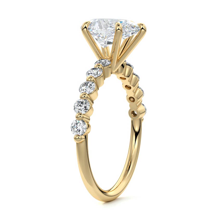 Sabine - Pear Yellow Gold Engagement Ring Side View | Nura Lab